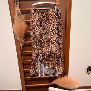 SHEIN Leopard Print High Low Skirt